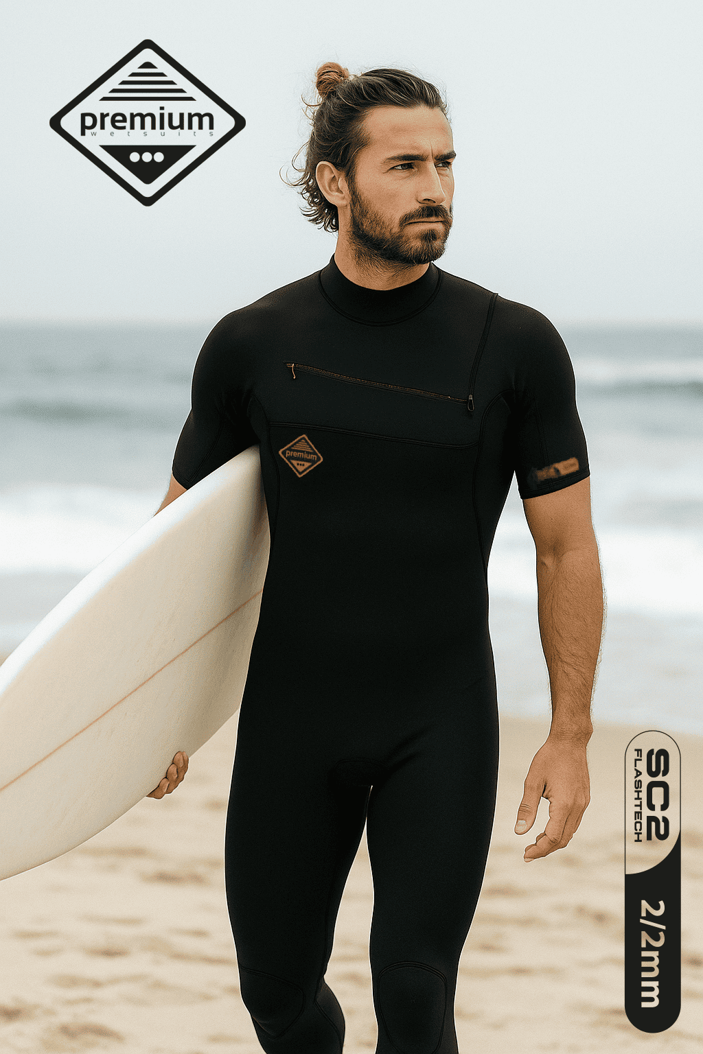 premium wetsuits sc2 2-2mm short (1) Traje de surf corto premium wetsuits sc2 2-2mm short